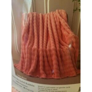 Rose King Size Solid Bubble Pattern Soft Polyester Blanket Throw Bedding